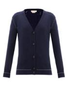 Matchesfashion.com Marni - Topstitched Cashmere Cardigan - Womens - Navy