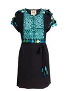 Matchesfashion.com Figue - Naya Embroidered Silk Georgette Dress - Womens - Blue Multi