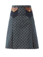 Matchesfashion.com Gucci - Gg-jacquard Denim Mini Skirt - Womens - Navy