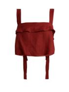 Matchesfashion.com Three Graces London - Jinny Ruffle Trimmed Linen Top - Womens - Burgundy