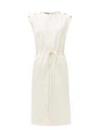 Matchesfashion.com Gucci - Gg-stripe Drawstring Wool-blend Midi Dress - Womens - Ivory