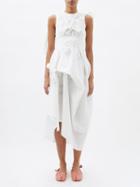 Cecilie Bahnsen - Fanita Asymmetric Fil Coup Midi Dress - Womens - White