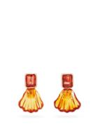 Matchesfashion.com Dezso - Tourmaline Shell & 18kt Gold Earrings - Womens - Orange