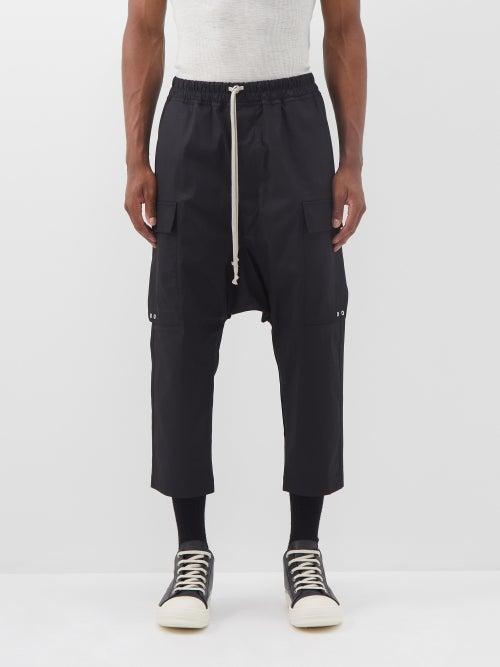 Rick Owens - Cropped Cotton-poplin Cargo Trousers - Mens - Black