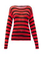 Matchesfashion.com Raf Simons - Ss97 Striped Open-knit Cotton Sweater - Womens - Black Red