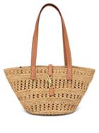 Saint Laurent - Panier Ysl Leather And Raffia-crochet Basket Bag - Womens - Tan