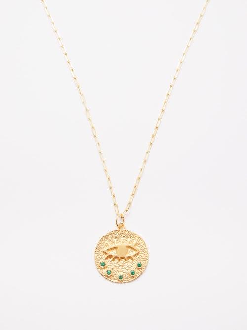Hermina Athens - Kressida Evil Eye Gold-vermeil Necklace - Womens - Green Multi
