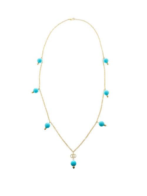 Matchesfashion.com Gucci - Gg-plaque Beaded Necklace - Womens - Blue