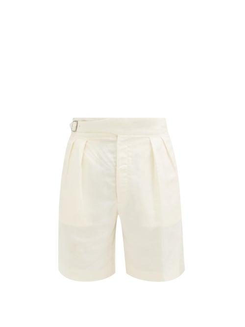 Ralph Lauren Purple Label - Byron Pleated Silk-blend Shorts - Mens - Cream