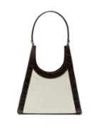 Matchesfashion.com Staud - Rey Crocodile-effect Leather And Canvas Handbag - Womens - Brown Multi