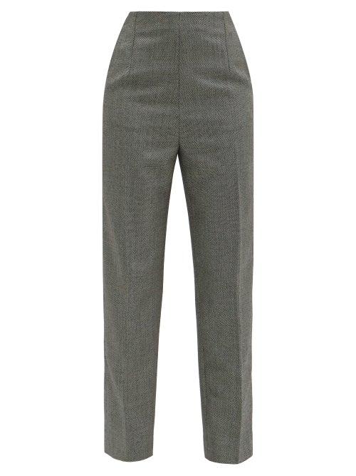 Matchesfashion.com Christopher Kane - High-rise Wool Straight-leg Trousers - Womens - Black White