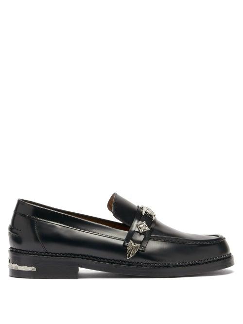 Matchesfashion.com Toga Virilis - Metal-plaque Leather Loafers - Mens - Black