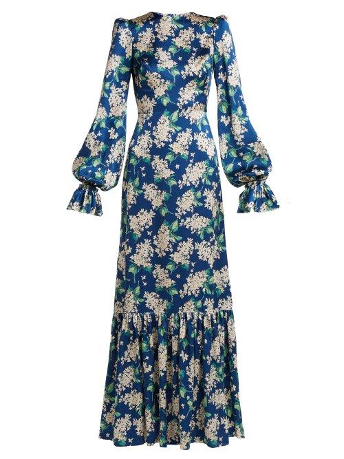 Matchesfashion.com The Vampire's Wife - Belle Floral Print Silk Dress - Womens - Navy Print