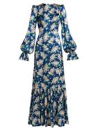 Matchesfashion.com The Vampire's Wife - Belle Floral Print Silk Dress - Womens - Navy Print