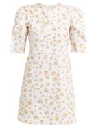Matchesfashion.com See By Chlo - Puffed Sleeve Floral Print Cotton Mini Dress - Womens - Ivory Multi