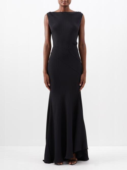 Raey - Cowl-back Seam-detail Silk Maxi Dress - Womens - Black