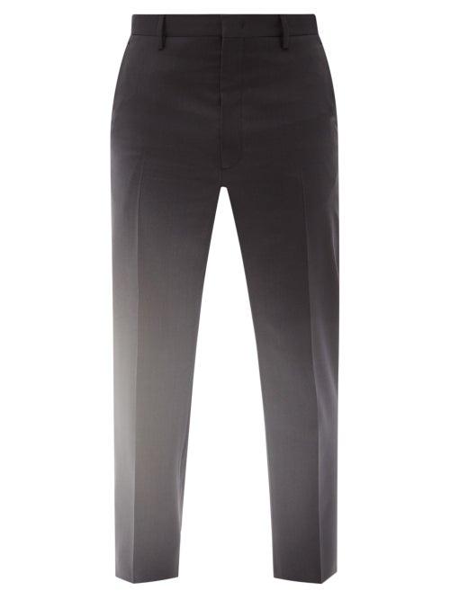Mens Rtw Fendi - Spotlight-print Gradient Wool-twill Trousers - Mens - Dark Grey