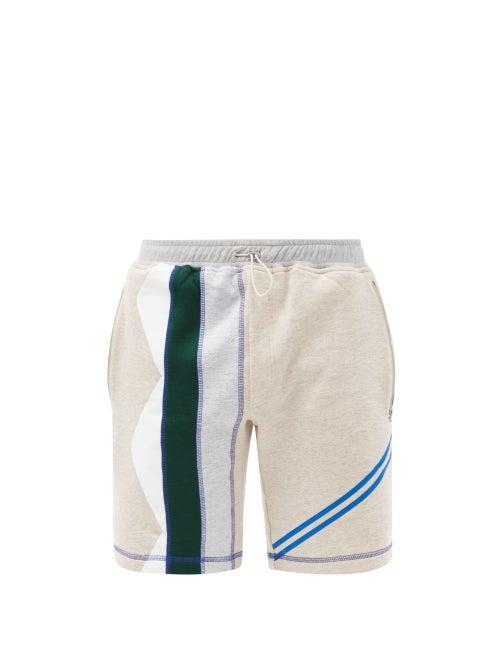 Matchesfashion.com Ahluwalia - Zigzag Upcycled Cotton-blend Jersey Shorts - Mens - Grey Multi
