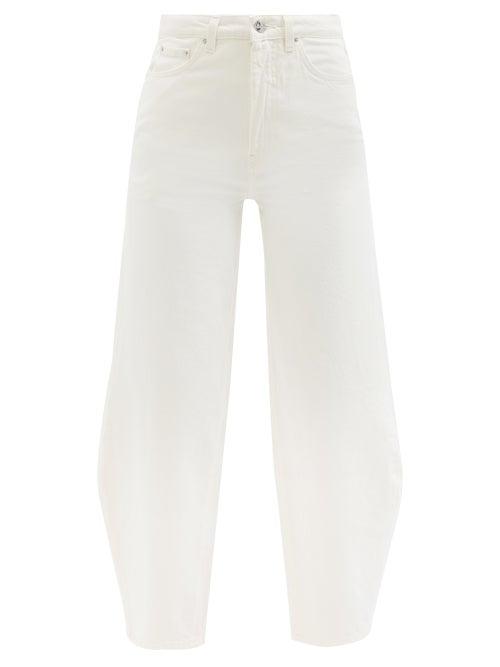 Ladies Rtw Totme - Organic-cotton Cropped Barrel-leg Jeans - Womens - Ivory
