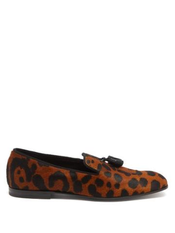 Tom Ford - Leopard-print Calf Hair Tasseled Loafers - Mens - Brown Black