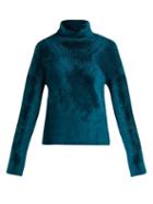 Matchesfashion.com Haider Ackermann - Aralia Chenille Roll Neck Sweater - Womens - Blue