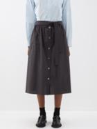 A.p.c. - Violeta Belted Buttoned Cotton Midi Skirt - Womens - Dark Grey