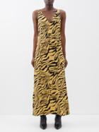 Raey - High Apex Gold Zebra Silk Slip Dress - Womens - Gold Multi