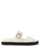 Jimmy Choo - Marga Crystal-embellished Leather Slides - Womens - Cream