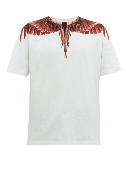 Matchesfashion.com Marcelo Burlon - Ghost Wings Print Cotton T Shirt - Mens - Red White