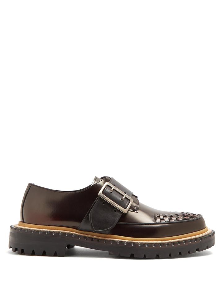 Burberry Woven-toe Buckle-fastening Leather Loafers