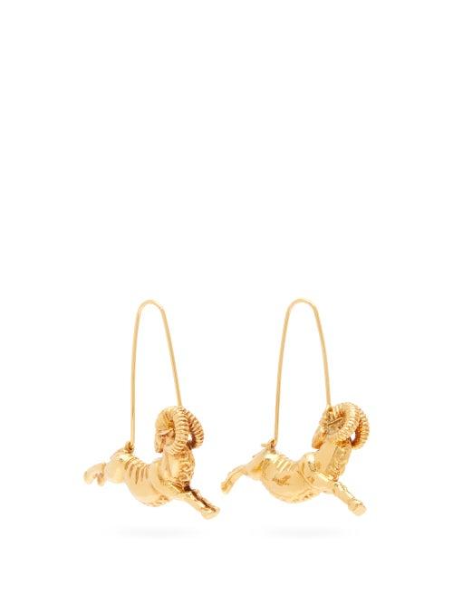 Matchesfashion.com Givenchy - Aries Zodiac Hoop Earrings - Womens - Gold