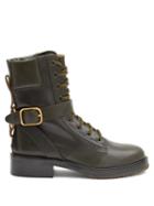 Matchesfashion.com Chlo - Diane Buckled Leather Boots - Womens - Green