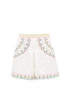 Matchesfashion.com Zimmermann - Peggy High-waisted Embroidered Linen Shorts - Womens - Cream Print