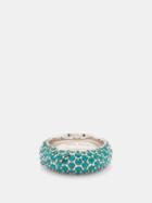 Amina Muaddi - Cameron Emerald-pav Ring - Womens - Green Multi