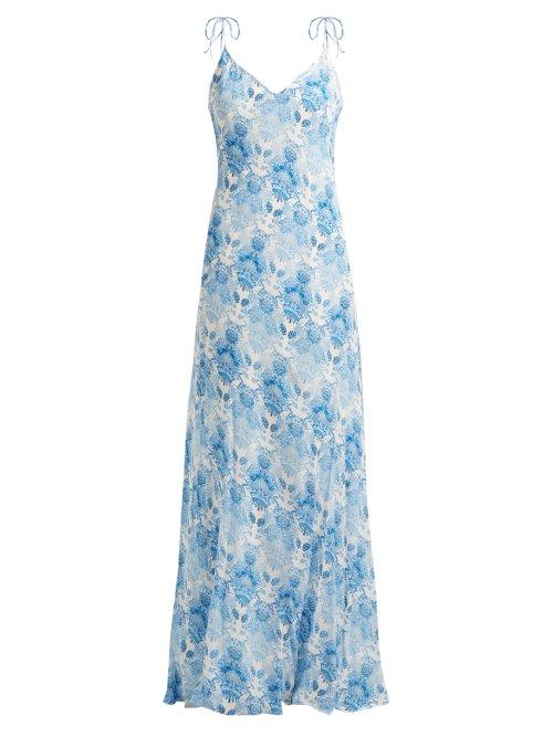 Matchesfashion.com Athena Procopiou - Kalua Bias Cut Maxi Dress - Womens - Blue White