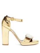 Matchesfashion.com Rupert Sanderson - Soraya Gemstone-buckle Leather Sandals - Womens - Gold