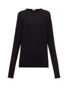 Matchesfashion.com Raey - Sheer Raw Edge Crew Neck Cashmere Sweater - Womens - Navy