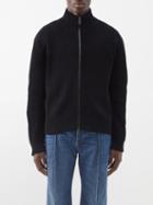 Bottega Veneta - Zip-front Ribbed Cotton-blend Jersey Cardigan - Mens - Black