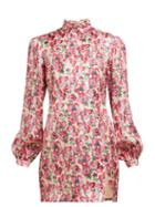 Matchesfashion.com Raquel Diniz - Elle Floral Print Silk Mini Dress - Womens - Pink Multi