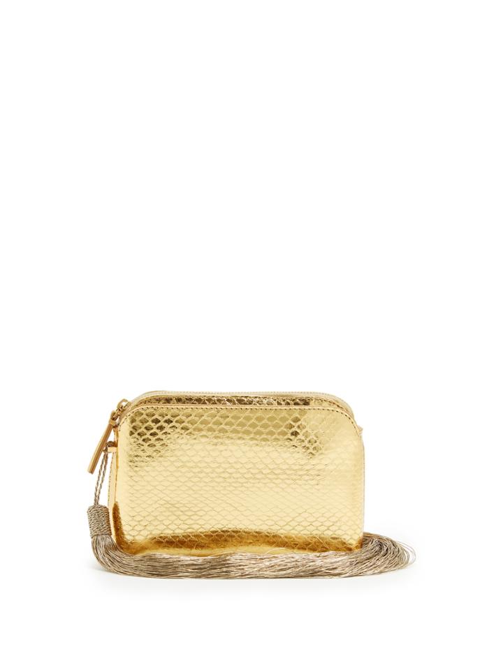 The Row Tassel Mini Snakeskin Clutch