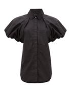 Matchesfashion.com Lee Mathews - Elsie Puff Sleeve Cotton Poplin Shirt - Womens - Black