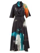 Matchesfashion.com Roksanda - Senja Draped Printed Silk-satin Maxi Dress - Womens - Black Print