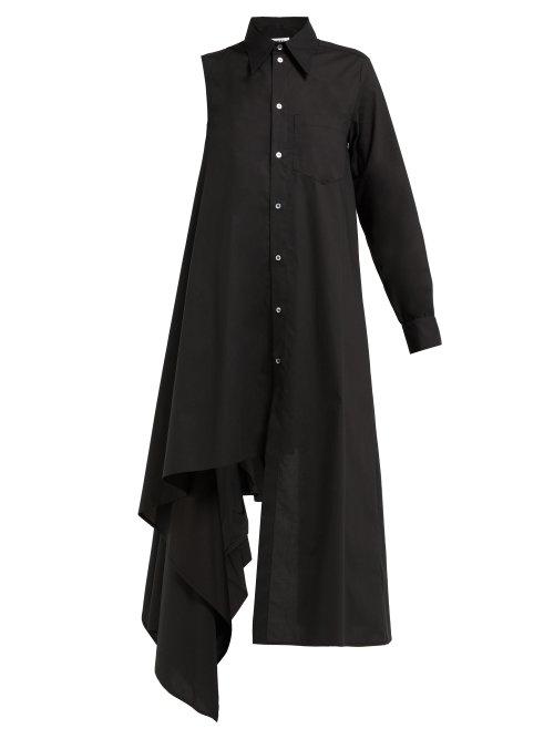Matchesfashion.com Mm6 Maison Margiela - One Sleeve Cotton Shirtdress - Womens - Black
