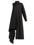 Matchesfashion.com Mm6 Maison Margiela - One Sleeve Cotton Shirtdress - Womens - Black