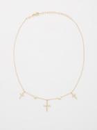Jacquie Aiche - Triple Cross Diamond & 14kt Gold Necklace - Womens - Yellow Gold