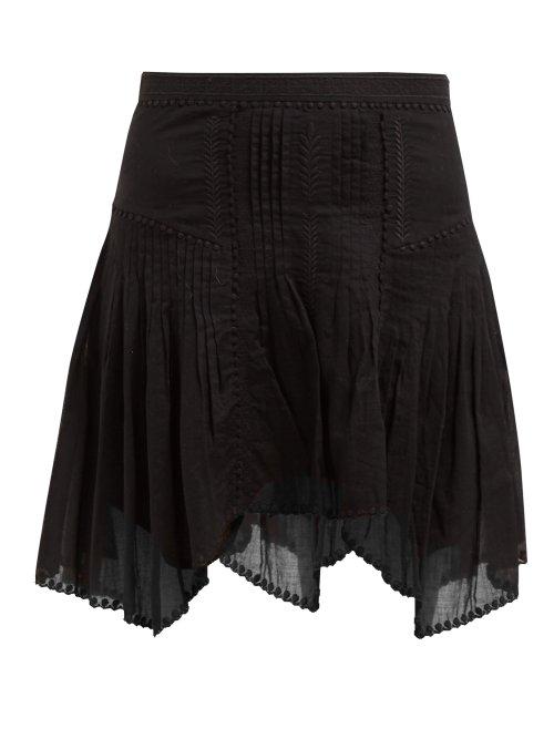 Matchesfashion.com Isabel Marant Toile - Akala Handkerchief Hem Cotton Skirt - Womens - Black