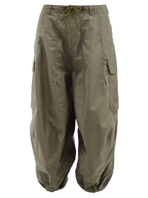 Needles - Drawstring-waist Cropped Cotton Cargo Trousers - Mens - Dark Green
