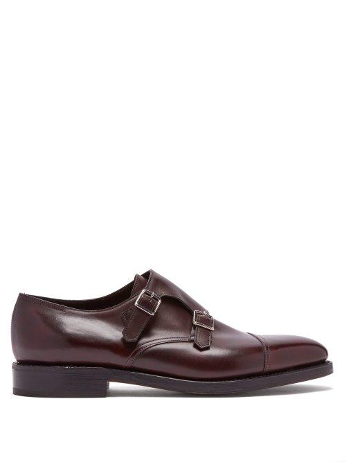 Matchesfashion.com John Lobb - William Double Monk Strap Leather Shoes - Mens - Burgundy