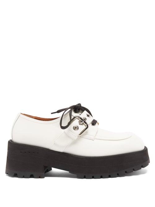 Marni - Exaggerated-sole Leather Loafers - Womens - White