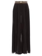 Versace - Side-slit Pleated Chiffon Maxi Skirt - Womens - Black